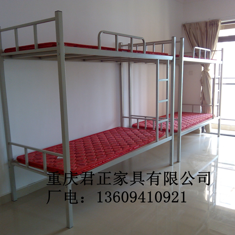 供应重庆集体宿舍铁床图片带床垫的公寓铁床效果图