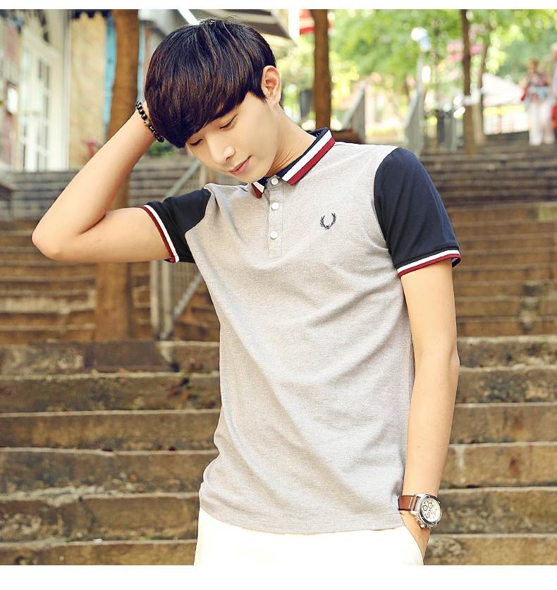 T恤定制厂家供应用于穿着的男士翻领T恤 2015新款夏季男士短袖体恤 韩版纯棉翻领POLO衫半袖