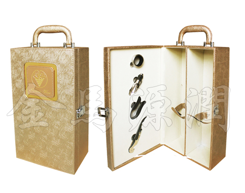 供应用于酒盒包装的金玫瑰双支皮酒盒，北京酒盒，酒盒包装，酒盒现货，酒具酒架，酒袋