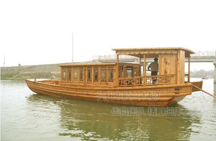 老式仿古轮船公园景区特色观光木船批发