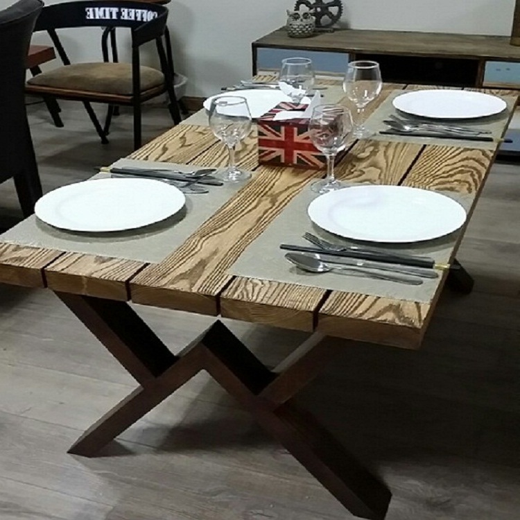LOFT休闲吧台桌个性创意桌美式实木餐桌做旧铁艺咖啡桌复古酒吧桌