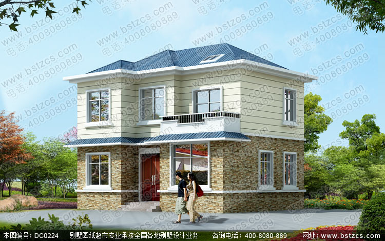 供应用于的10米×8米农村二层小别墅设计图_鼎川建筑别墅设计图