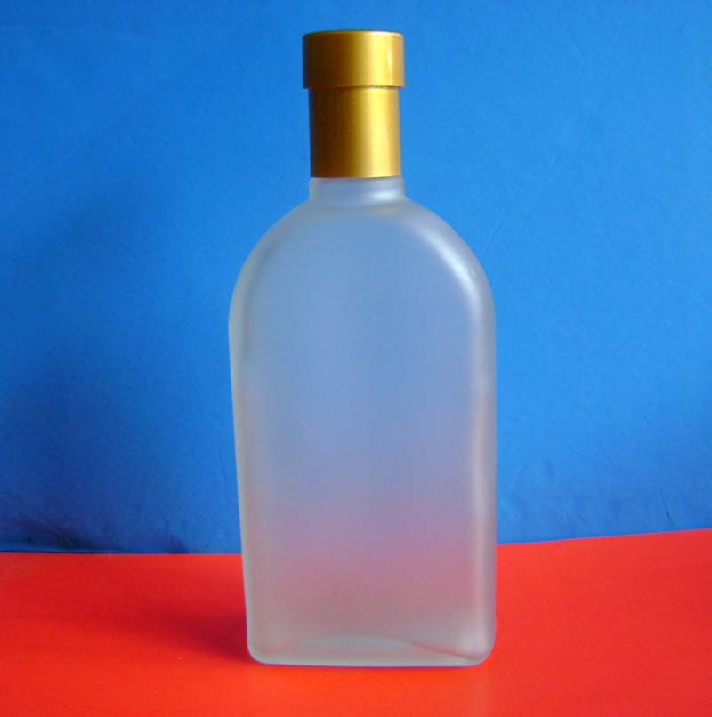 用于装白酒的淡雅二锅头450ml蒙砂扁方酒瓶