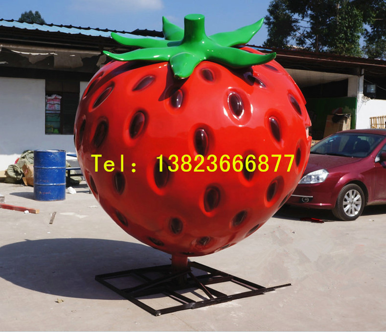 深圳市玻璃钢水果草莓雕塑厂家供应用于户外景观的玻璃钢水果草莓雕塑 玻璃钢水果雕塑