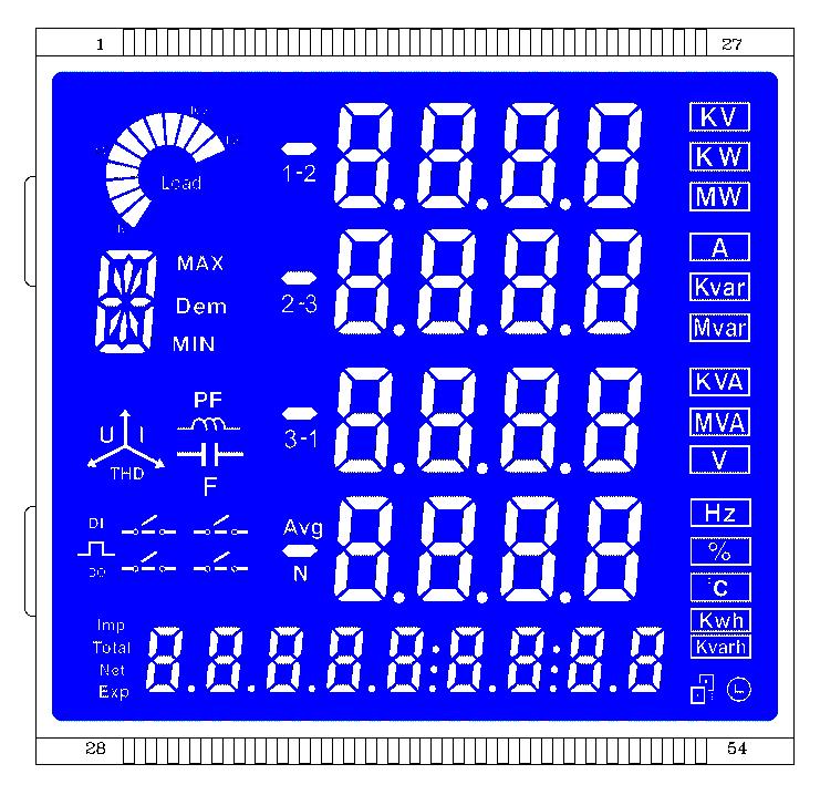 十几款8字段液晶屏之LS265蓝屏电表仪器（可加工定制）