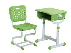 PE塑料可升降学生课桌椅广州课桌椅绿色课桌椅厂家单人课桌椅价格图片