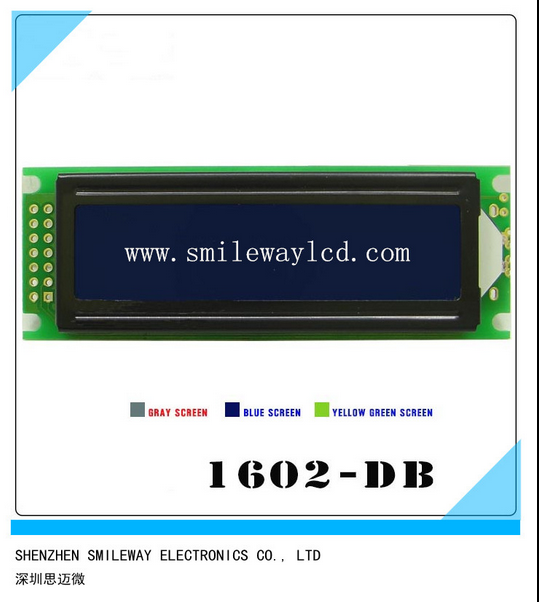 蓝屏 1602DB LCD液晶屏 蓝色 5V 白字体 带背光字符点阵16x02