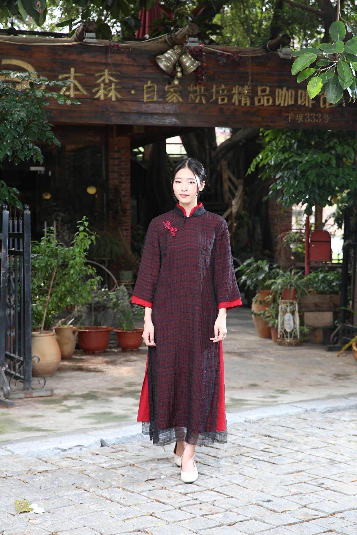 木棉道唐装 中国风女装 中式复古风 17014长袖连衣裙