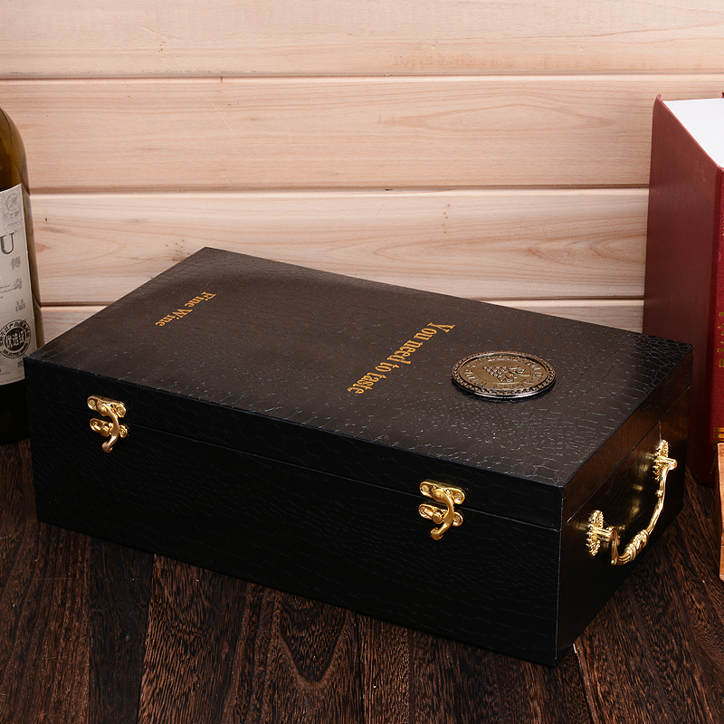 鳄鱼纹红酒包装礼盒 定制礼盒 皮质礼盒 红酒礼盒 红酒包装盒 红酒盒订做图片
