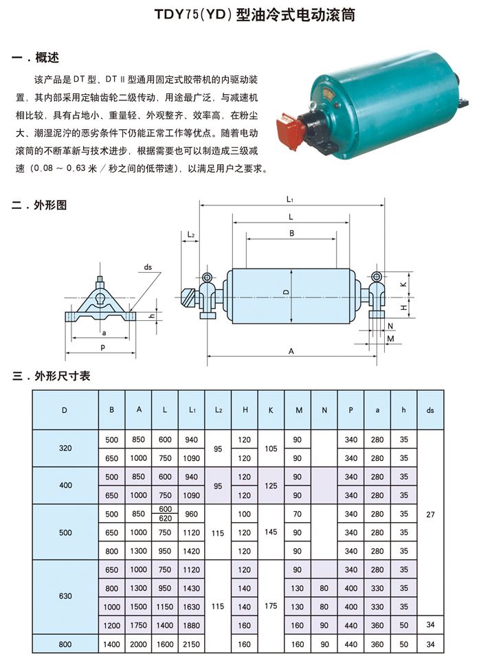 TDY75型 油冷式电动滚筒