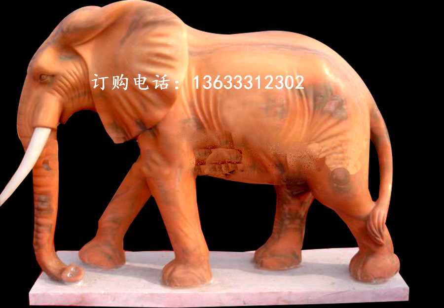 康大雕塑 定制晚霞红动物雕塑大象