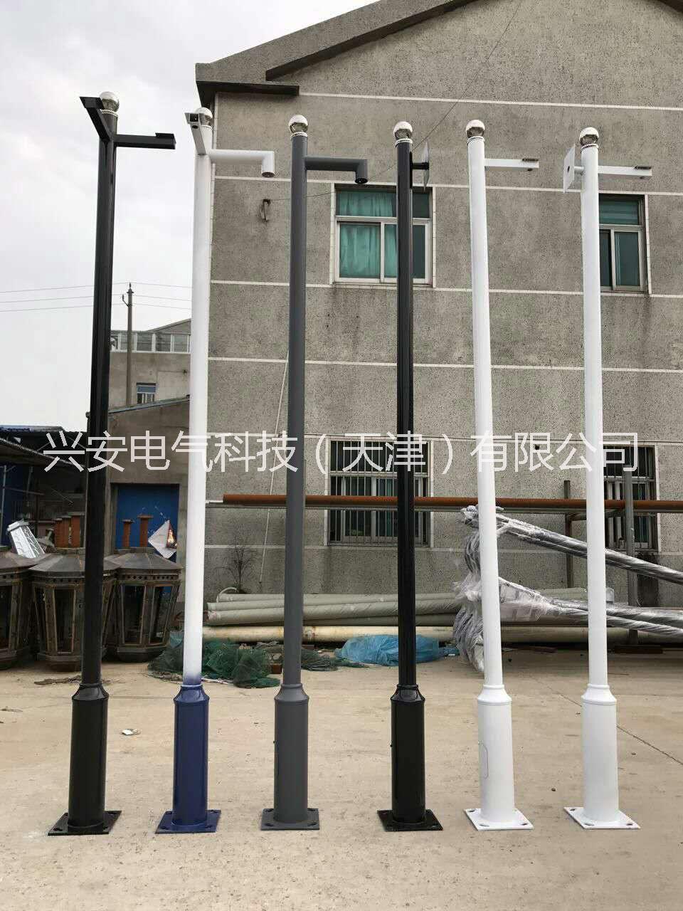 天津兴安小区监控杆3米摄像头球机支架不锈钢室外监控杆可定制 小区监控立杆