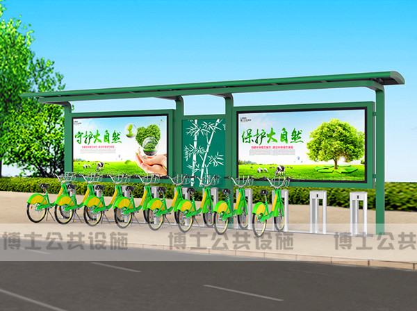 现代智能城市自行车棚厂家 现代公共自行车棚图片图片
