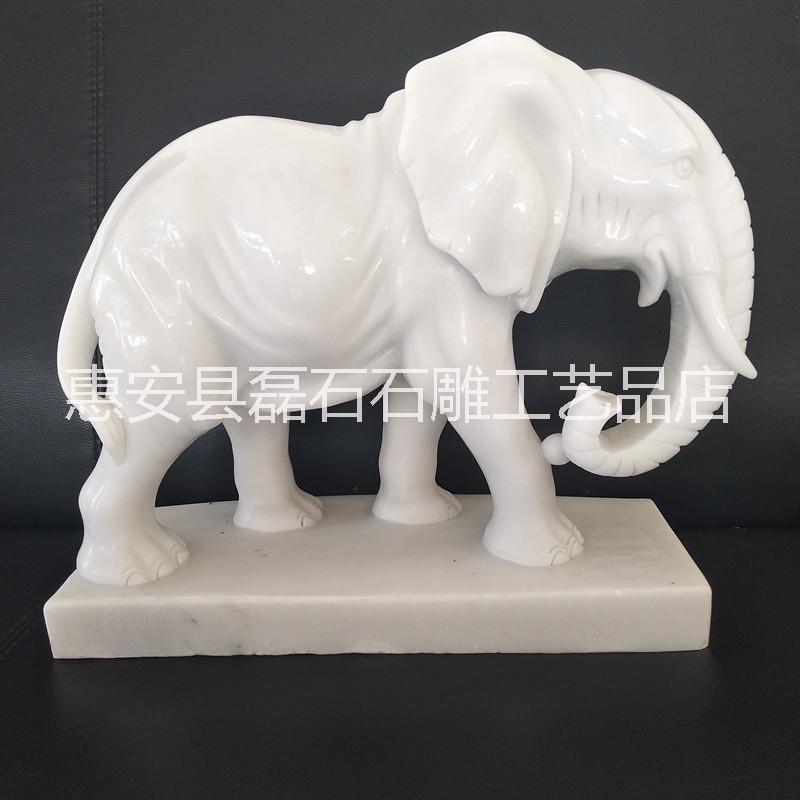 汉白玉小象厂家现货 石雕大象工艺品汉白玉小象