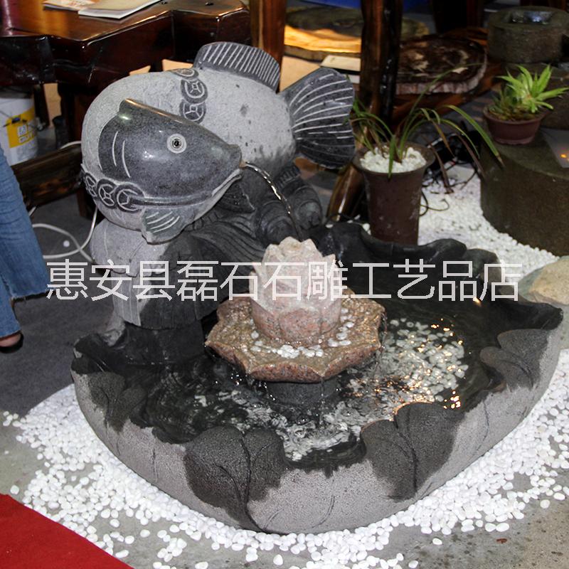 石雕流水摆件 招财时来运转喷泉鱼缸雕塑室内家居创意摆件图片