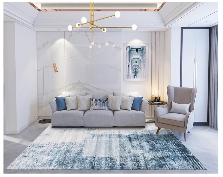 土耳其进口港式轻奢灰色金色现代简约美式抽象客厅地毯卧室床边毯图片