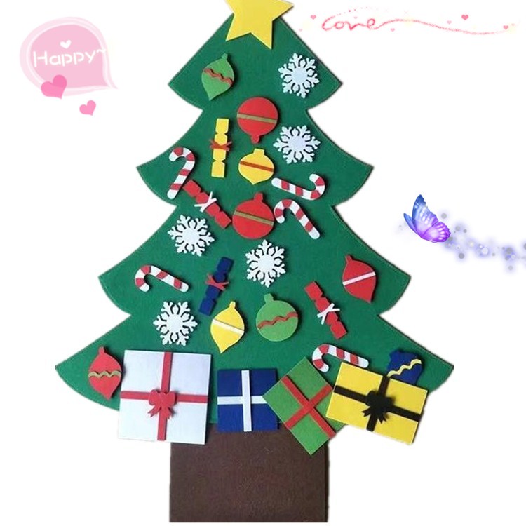 DIY毛毡布圣诞树学校亲子活动装饰许愿树厂家直销圣诞节礼物小礼品