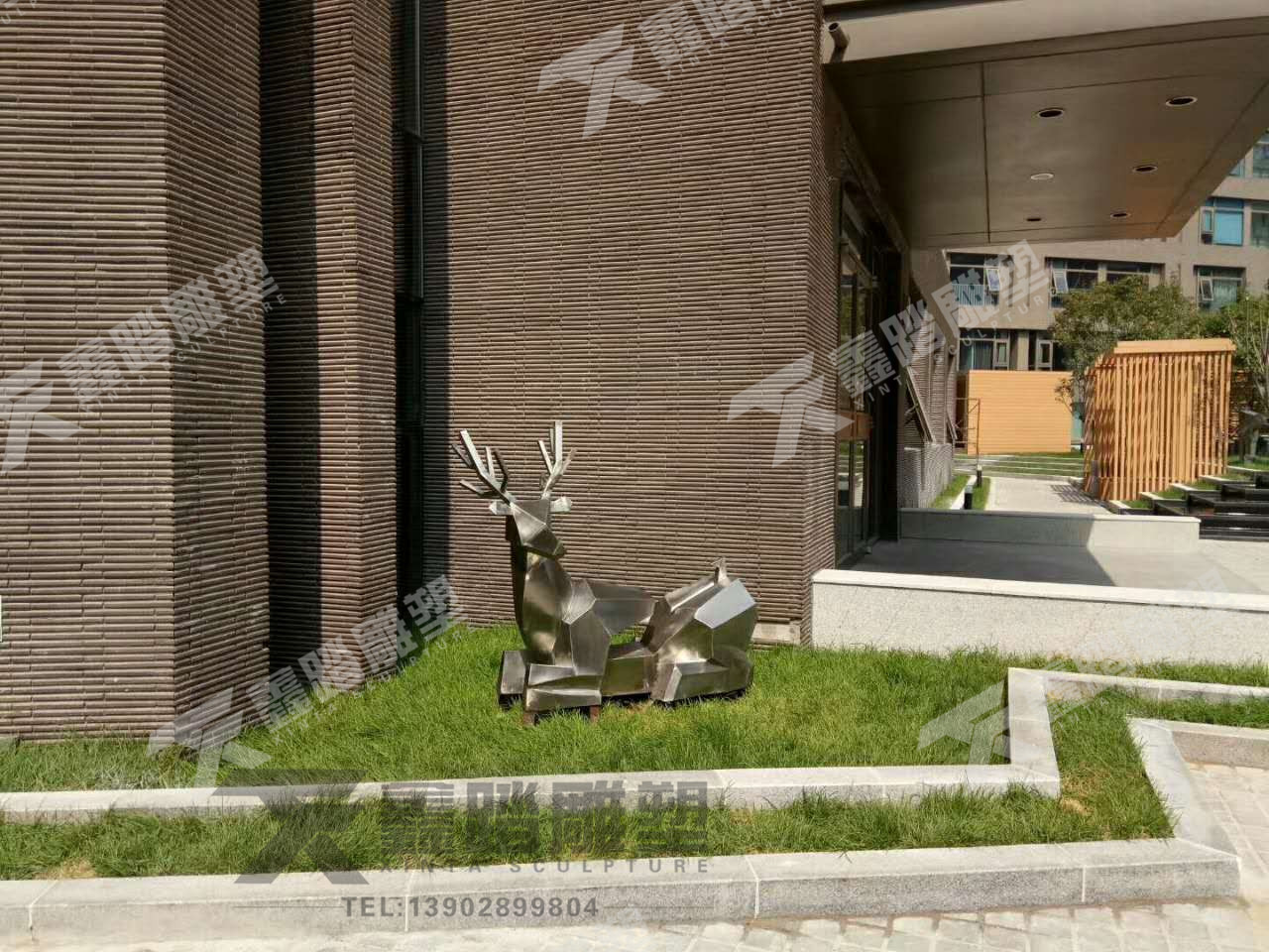 几何造型不锈钢艺术造型雕塑鹿 新款不锈钢鹿雕塑