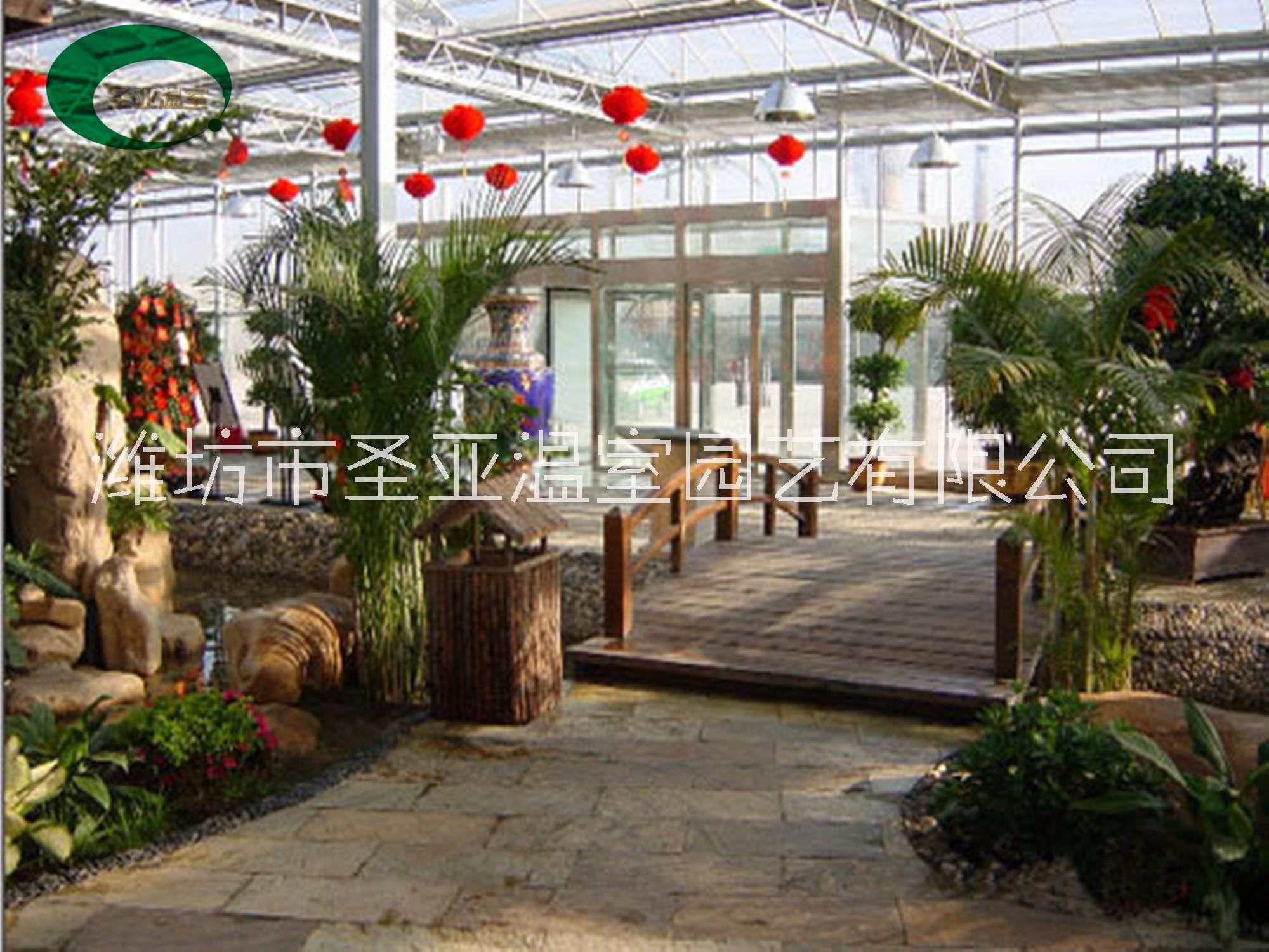 潍坊市生态餐厅温室厂家度假村生态餐厅温室 温室大棚工程 玻璃温室生态餐厅