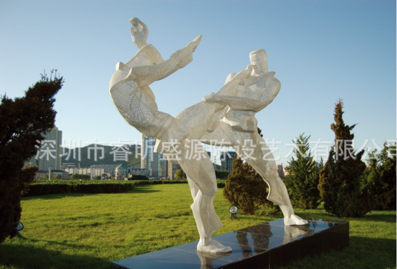 户外镂空运动不锈钢人物雕塑 园林景观大型雕塑定制