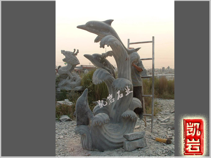 泉州市动物石雕-海豚石雕厂家