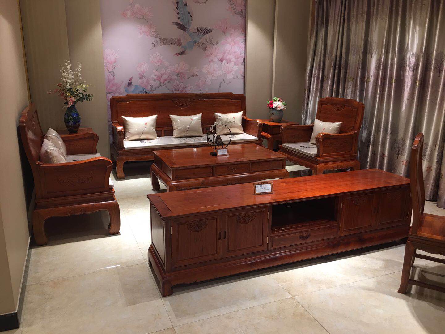 至美沙发素面简洁红木沙发大果紫檀明式沙发客厅六件套图片
