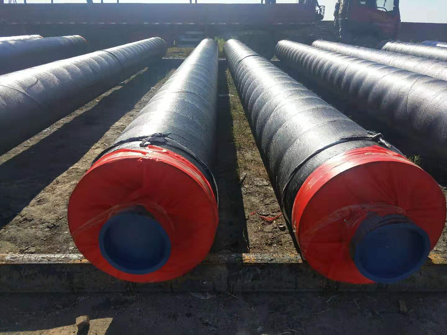 厂家生产 钢套钢保温钢管、蒸汽保温钢管、3pe防腐钢管、钢套钢出地弯头