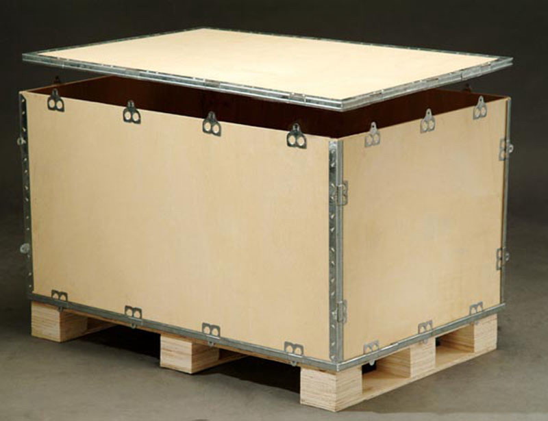 上海松江木箱包装箱钢带箱 上海松江木箱包装箱钢带箱卡扣箱图片