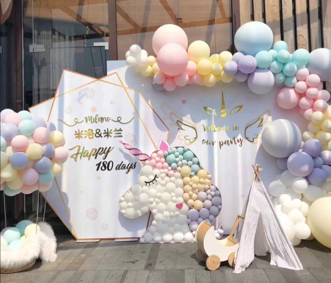 生日布置酒店求婚布置创意场景气球花艺背景墙上门装饰布置图片