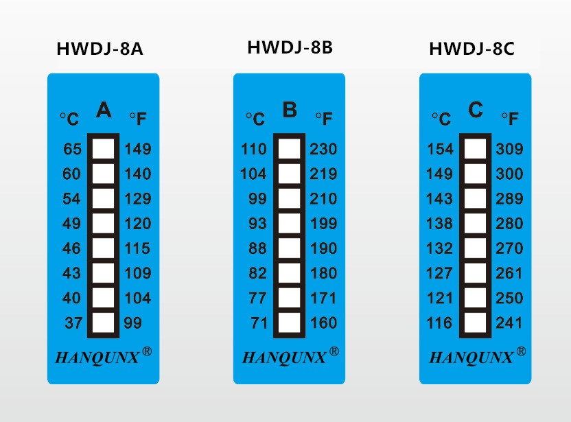 热敏试纸 HWDJ-8B测温纸(71℃-110度） 强力背胶变色测温贴供应、多少钱、找哪家、【苏州瀚群电子材料有限公司】